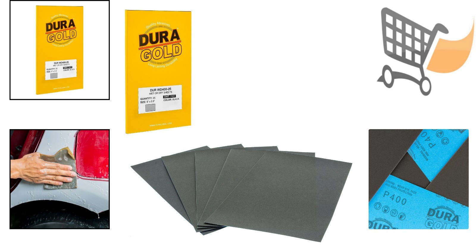 400 Grit Sandpaper Sheets Waterproof Fine-Cut for Auto Wood Metal Polishing