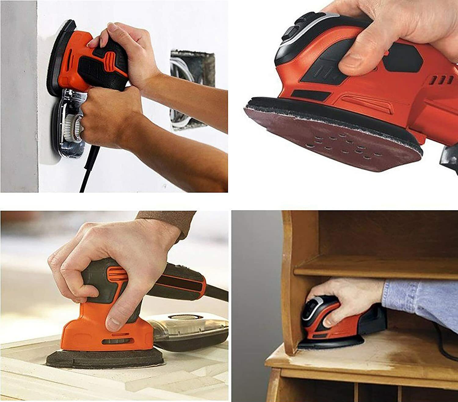 Mouse Sander Sandpaper Detail Sanding Pads Hook Loop 60-220Grit for Black+Decker