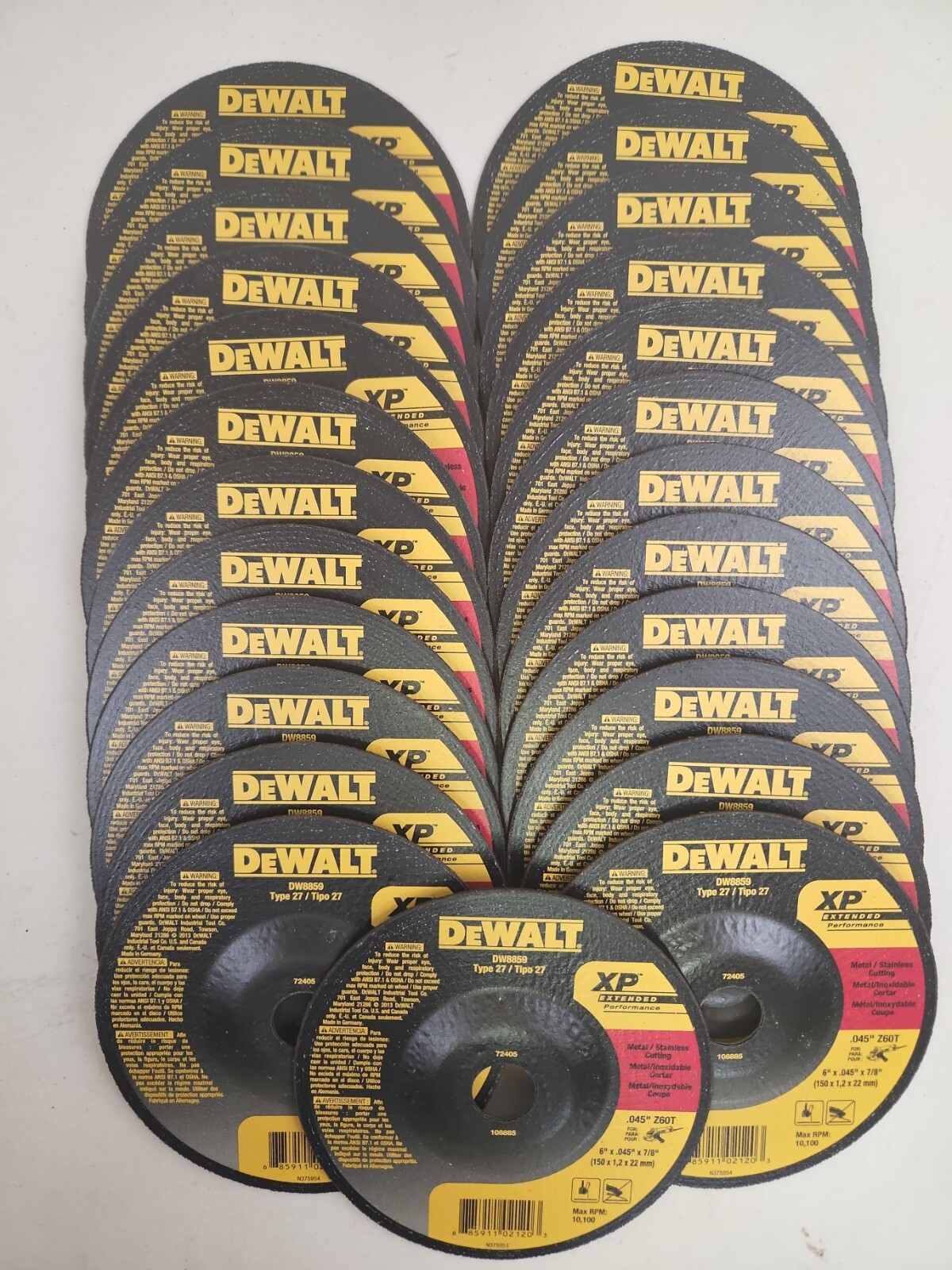 Dewalt DW8859 Metal / Stainless Cutting Wheel 6″ x .045″ x 7/8″ 100 Pack