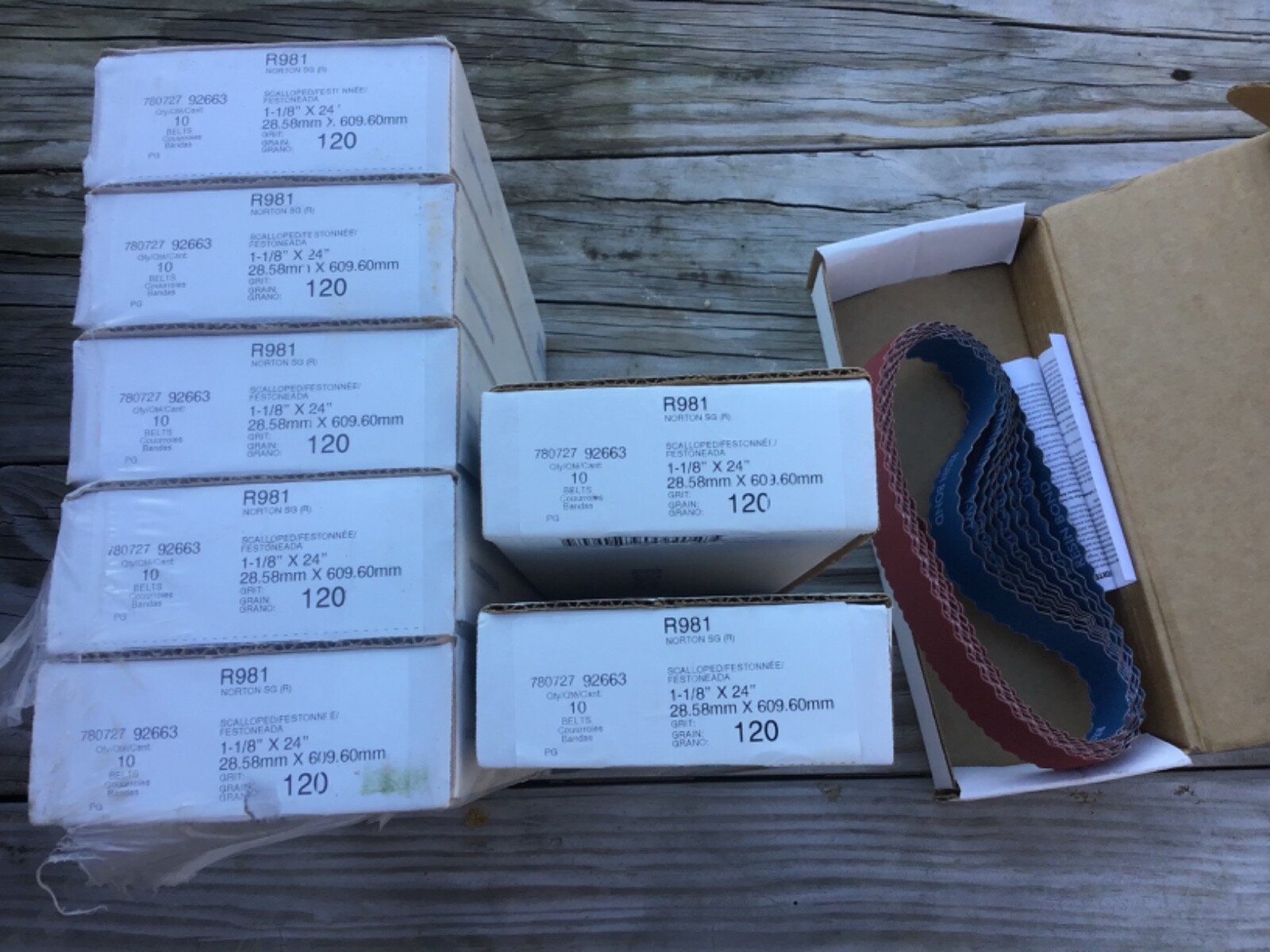 80 New NORTON 1 1/8” x 24″ R981 SG (R) SL Flex Sanding Belts 92663 780727