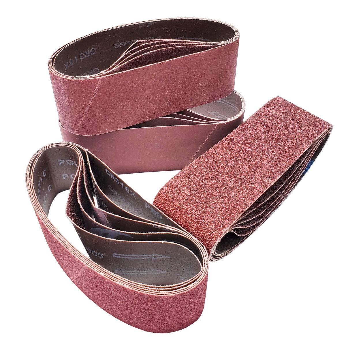 20 PCS 3 inch x 24 inch Abrasive Sanding Belts – 5 Each of 40 80 120 240 Grit…