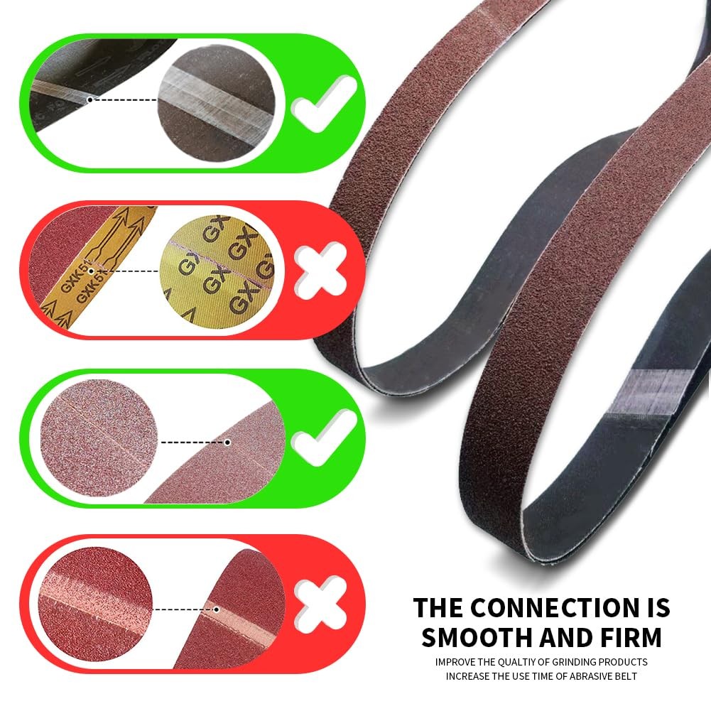 48 Pcs 3/8 x 13 Inch Assorted Aluminum Oxide Belt Sander Sanding x 13