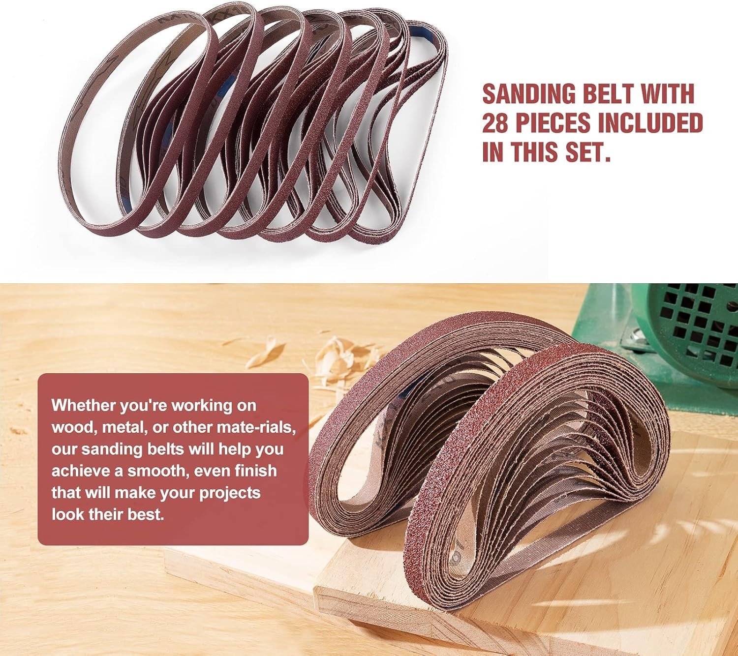 1/2×18 Inch Sanding Belts 28 Pcs 4 each of 36/40/60/80/120/180/240 Assorted G…