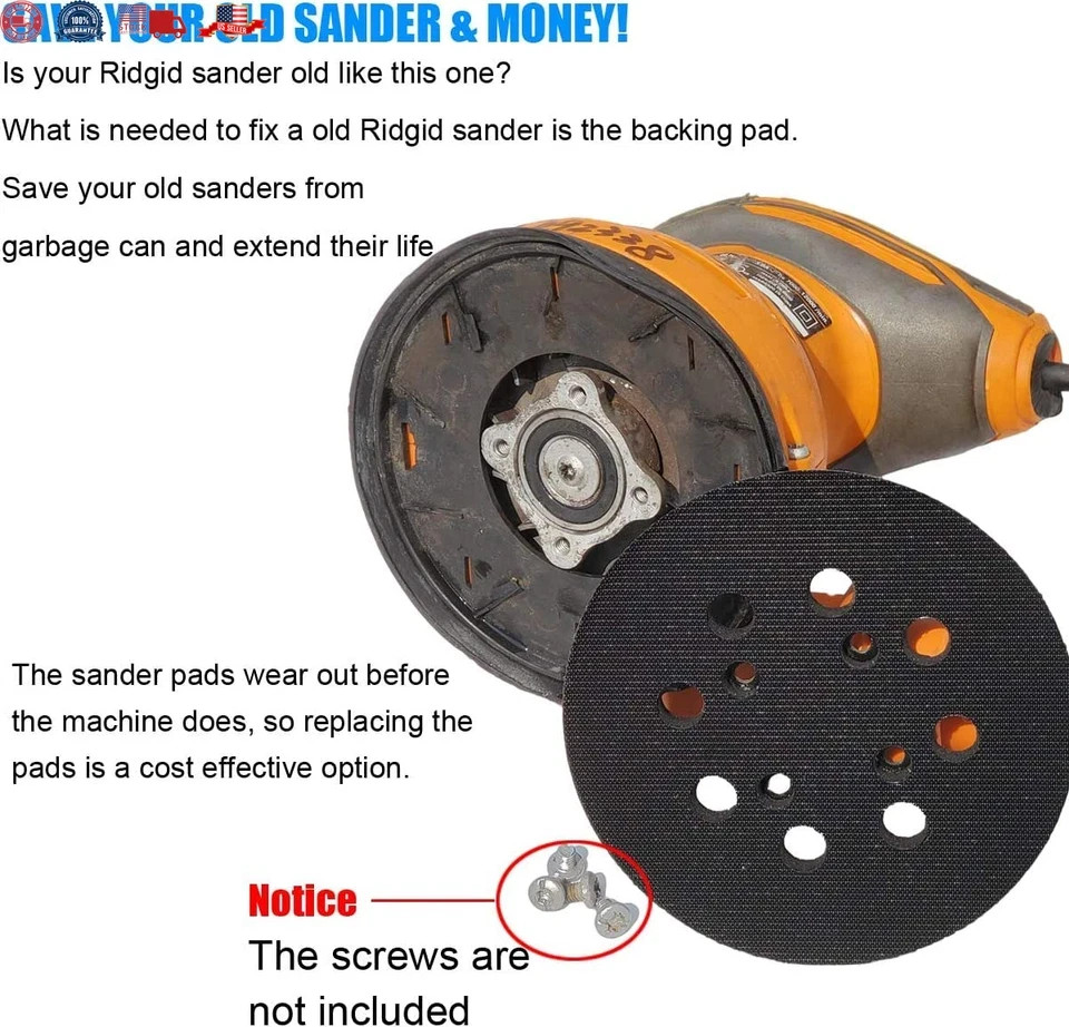 2 Pack 5 Inch 8 Hole Hook and Loop Sander Pad for Ridgid R2600, R2601 5″