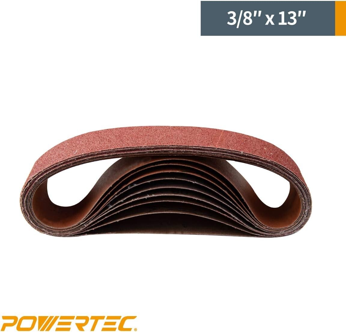 POWERTEC 401308 Universal Sanding Belts 3/8-Inch x 13-Inch | Aluminium Oxide 80
