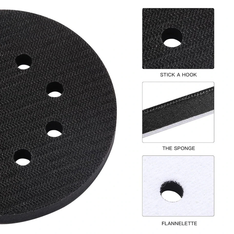6pc 5″ 8 Holes Interface Pads Orbital Sander Sanding Foam Pad Hook Loop Buffer**