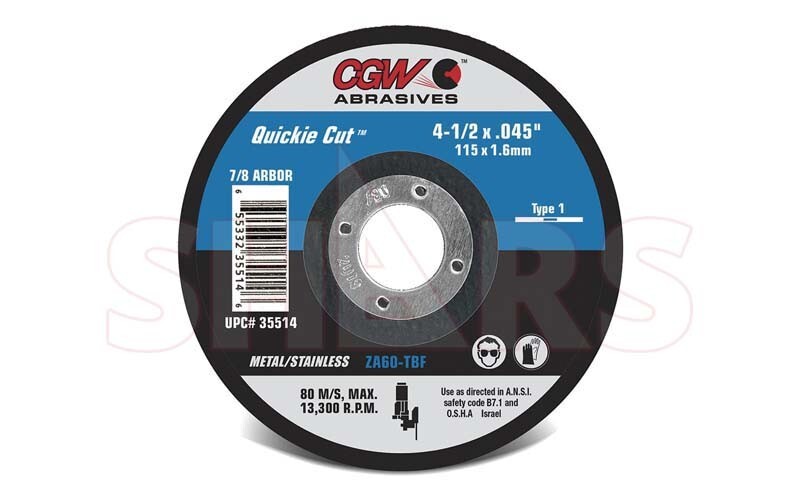 CGW 5 PCS 7 x 0.045 x 7/8 36 Grit Type 1 ZA Quickie Cut Cutoff Wheel P|