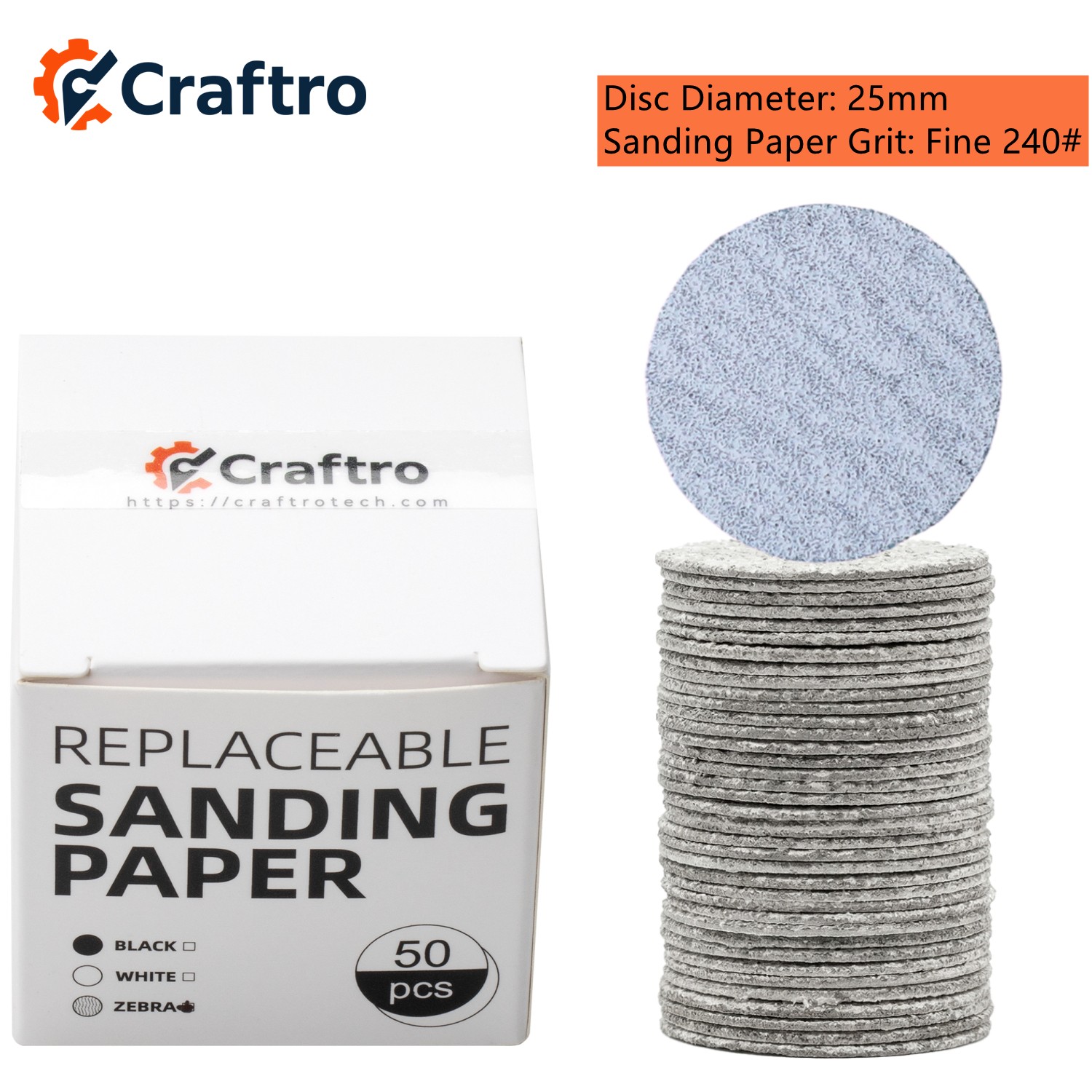 50pcs 25mm Aluminum Oxide Sanding Discs 80-240 Grit w/ Sanding Discs Holder