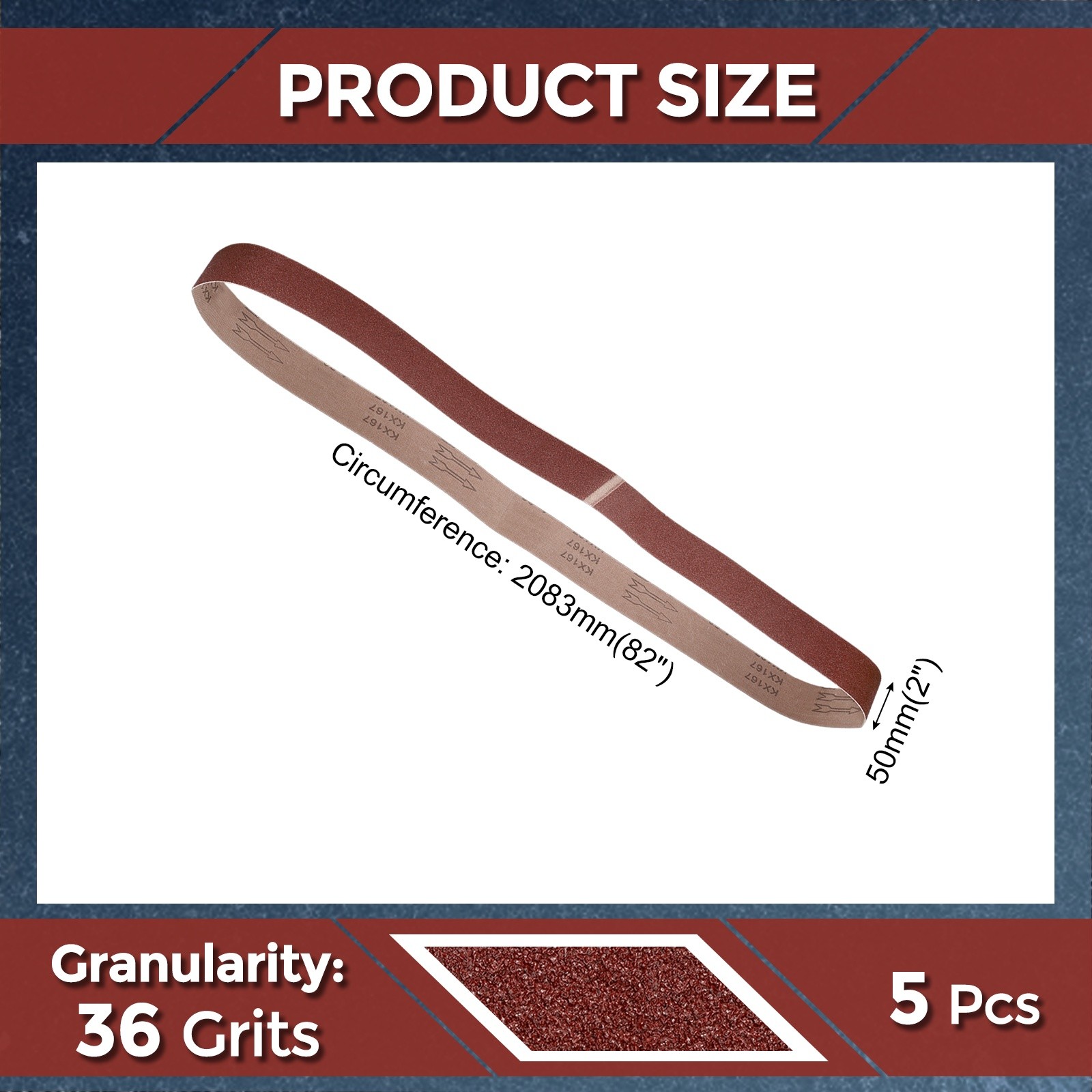 5 Pcs Sanding Belts 2 x 82 Inch 36 Grit Aluminum Oxide Abrasive Sandpaper
