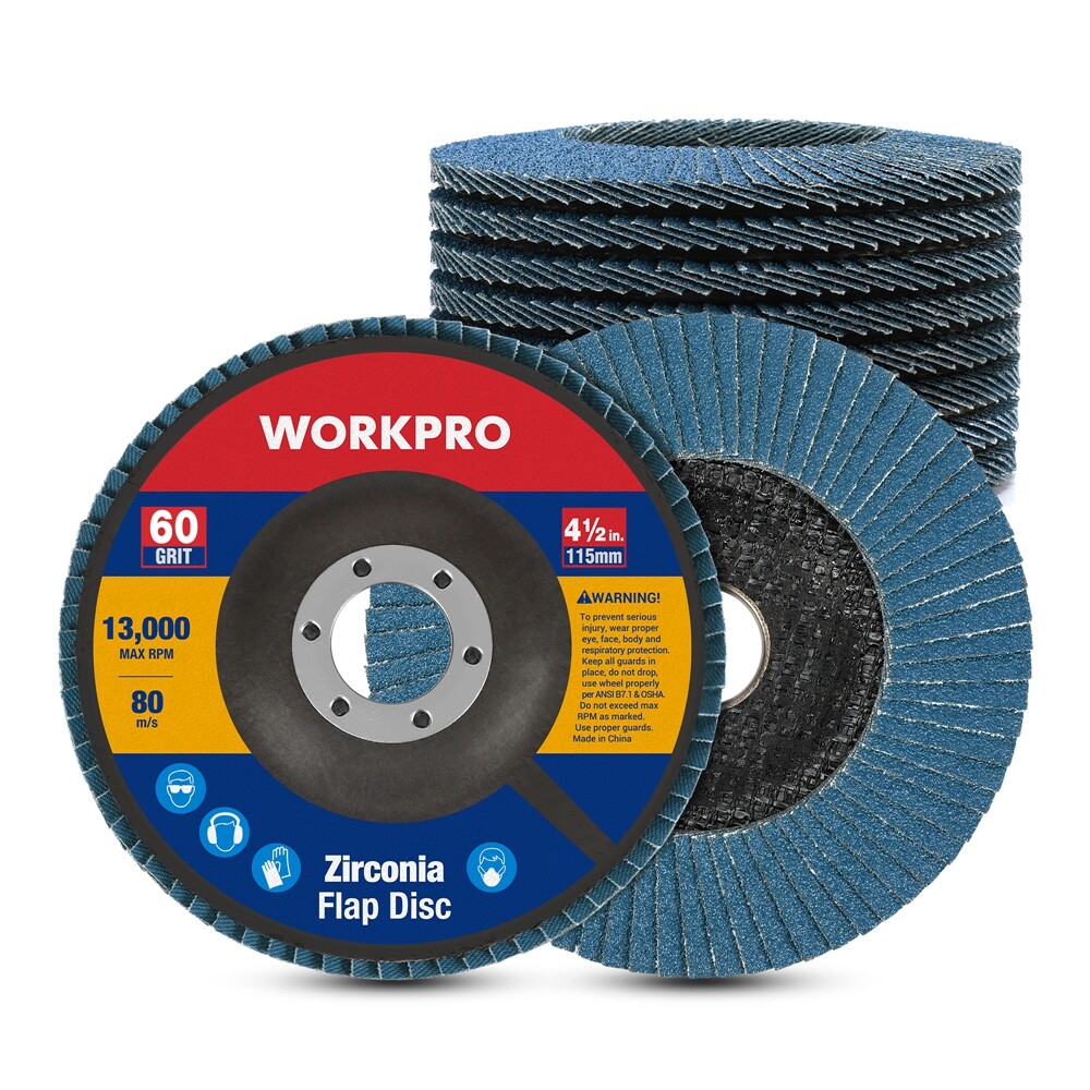 WORKPRO 10PCS Flap Disc 4-1/2″ x 7/8″ 60Grits T29 Zirconia Abrasive Sanding Disc