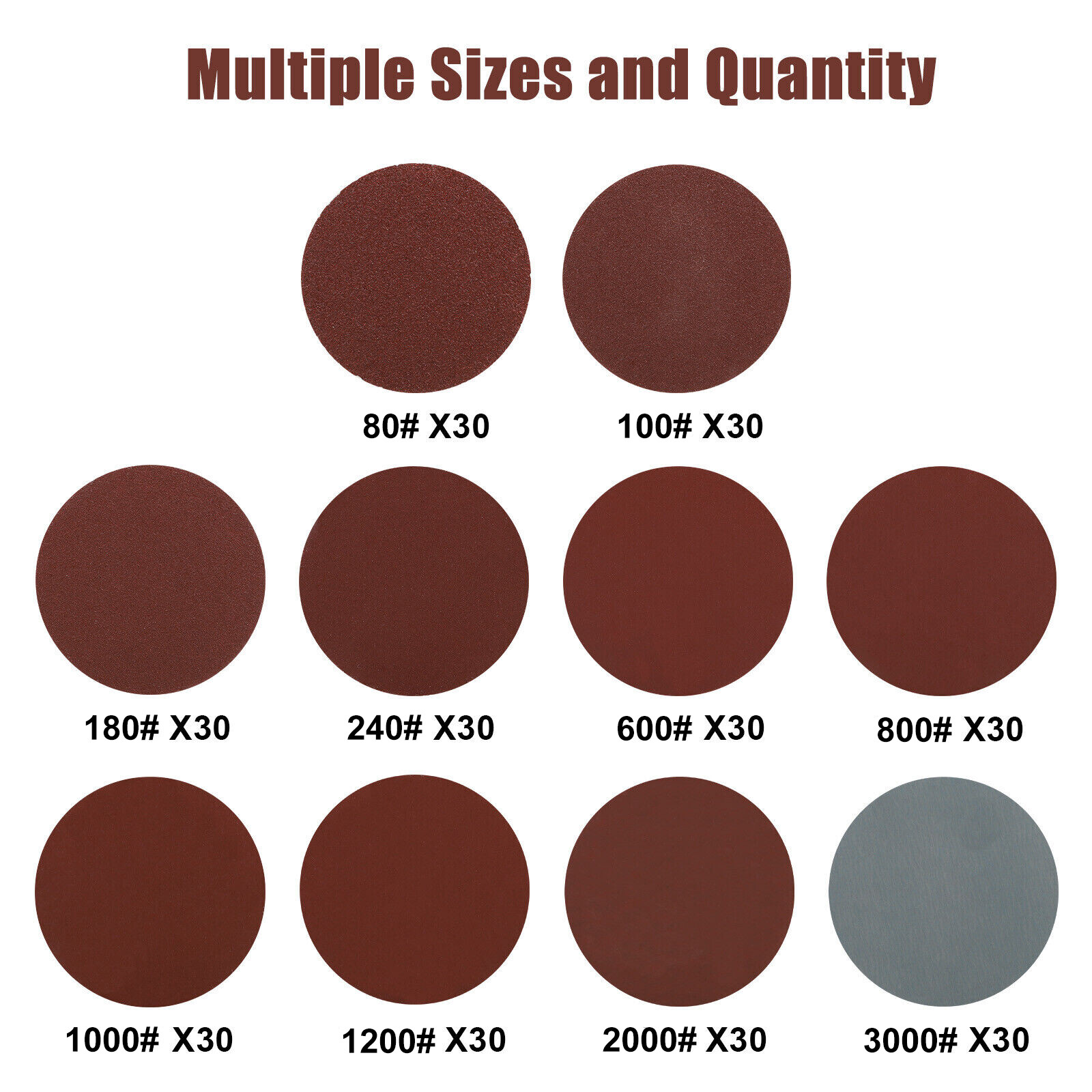 303pcs 2 Inch Sanding Disc Kit, 80-3000 Grit Wet Dry Hook & Loop Sandpaper Pads