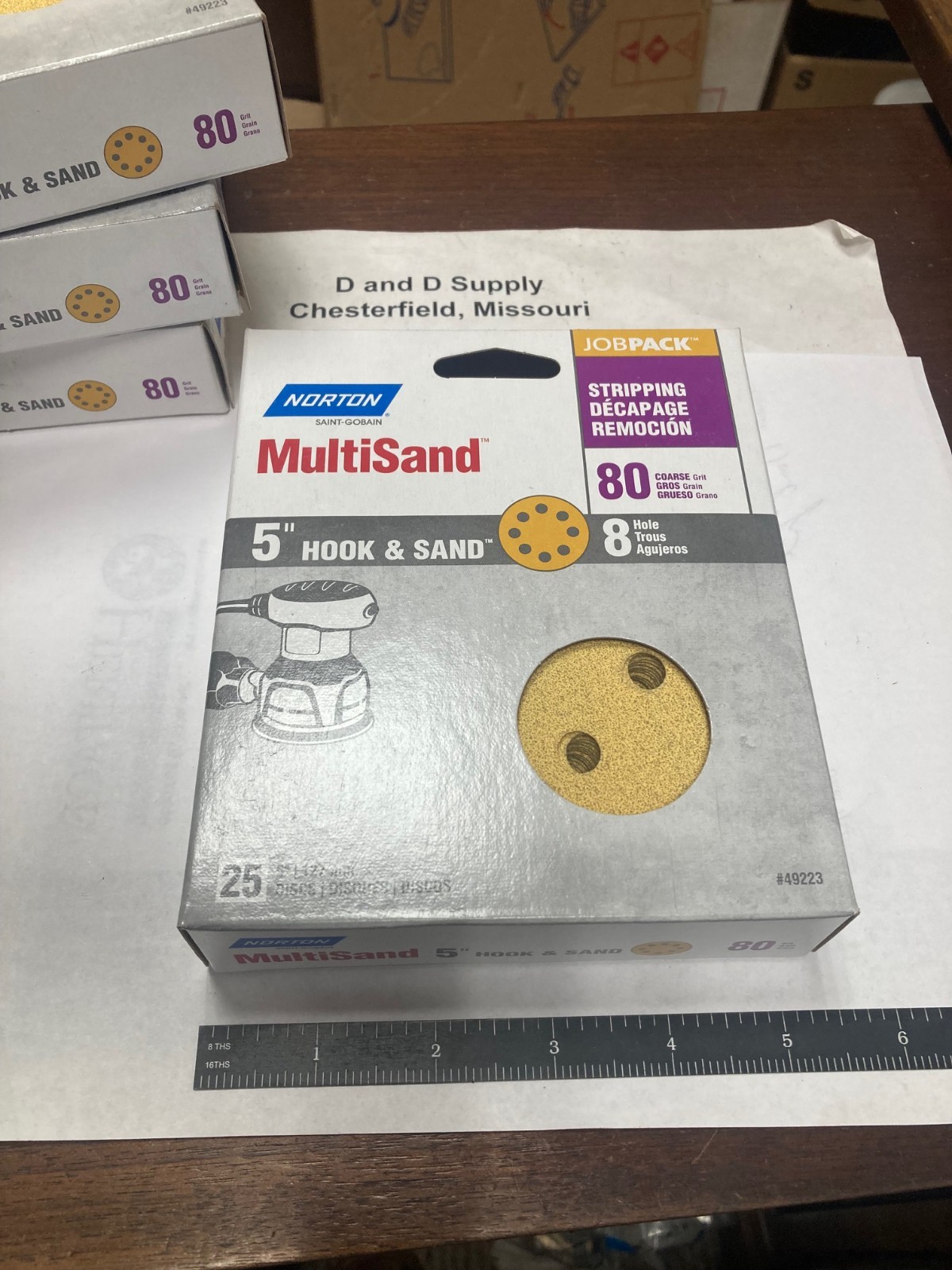 Box of 25, NORTON 49223, MultiSand, 5″ Hook& Sand, 8 Hole, 80 Grit Sanding Discs