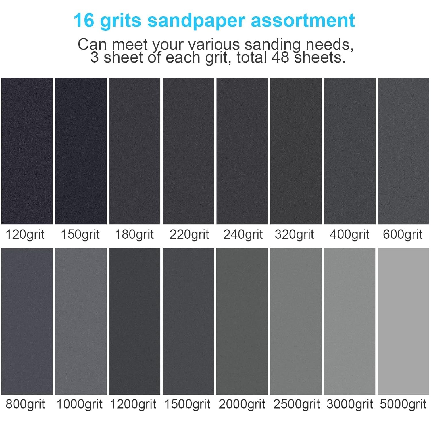 9 x 3.6 Inch Silicon Carbide Sandpaper – 48 PCS for Wood, Metal & Automotive Use