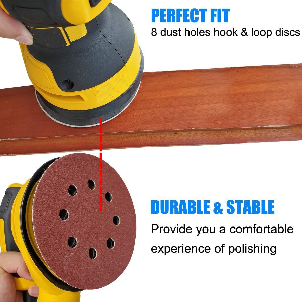 2 Pack 5 Inch 8-Hole Metal Replacement Sander Pads for Dewalt Sander – 5″ Hoo…