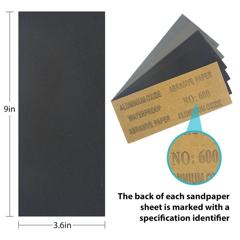 Wet Dry Sandpaper 24Pc Assorted 12 Grits Wood Metal Sanding Sheets