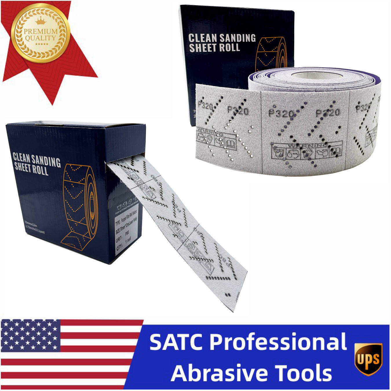 1Roll 70mm x 12m Ceramic Sanding Roll P220 Grit for Automotive & Wood Polishing