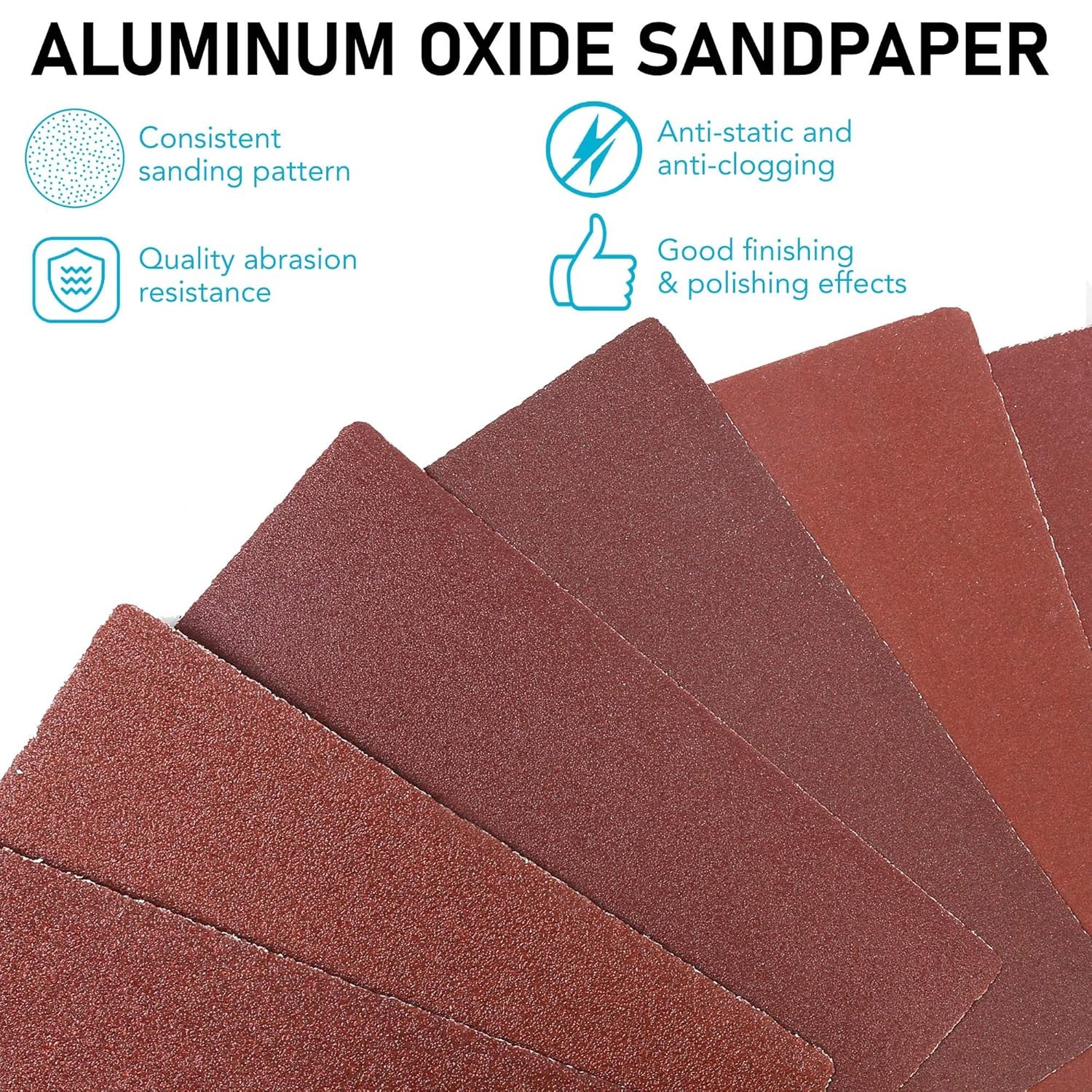 LotFancy 1/4 Sheet Sandpaper for Palm Sander, 50PCS 4.5in x 5.5in, Assorted