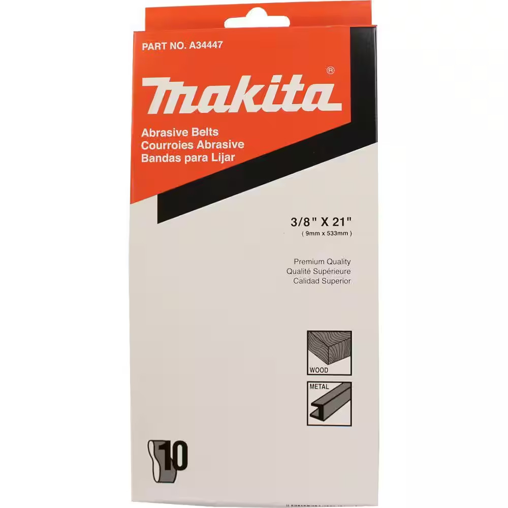 3/8 In. X 21 In. 40-Grit Abrasive Belt (10-Pack) for Use with 3/8 In. X 21 In. B