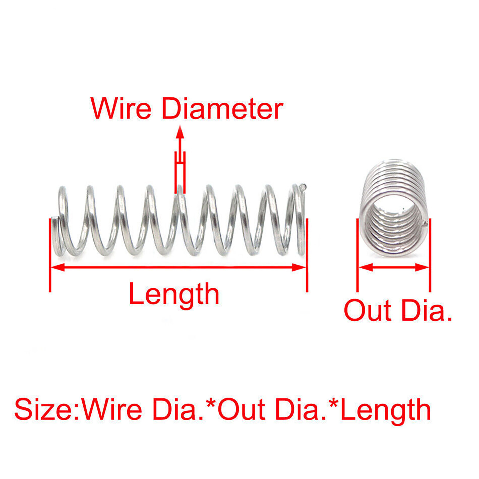 304 Stainles Steel Compression Pressed Springs ,0.6mm 0.7mm 0.8mm Wire Diameter