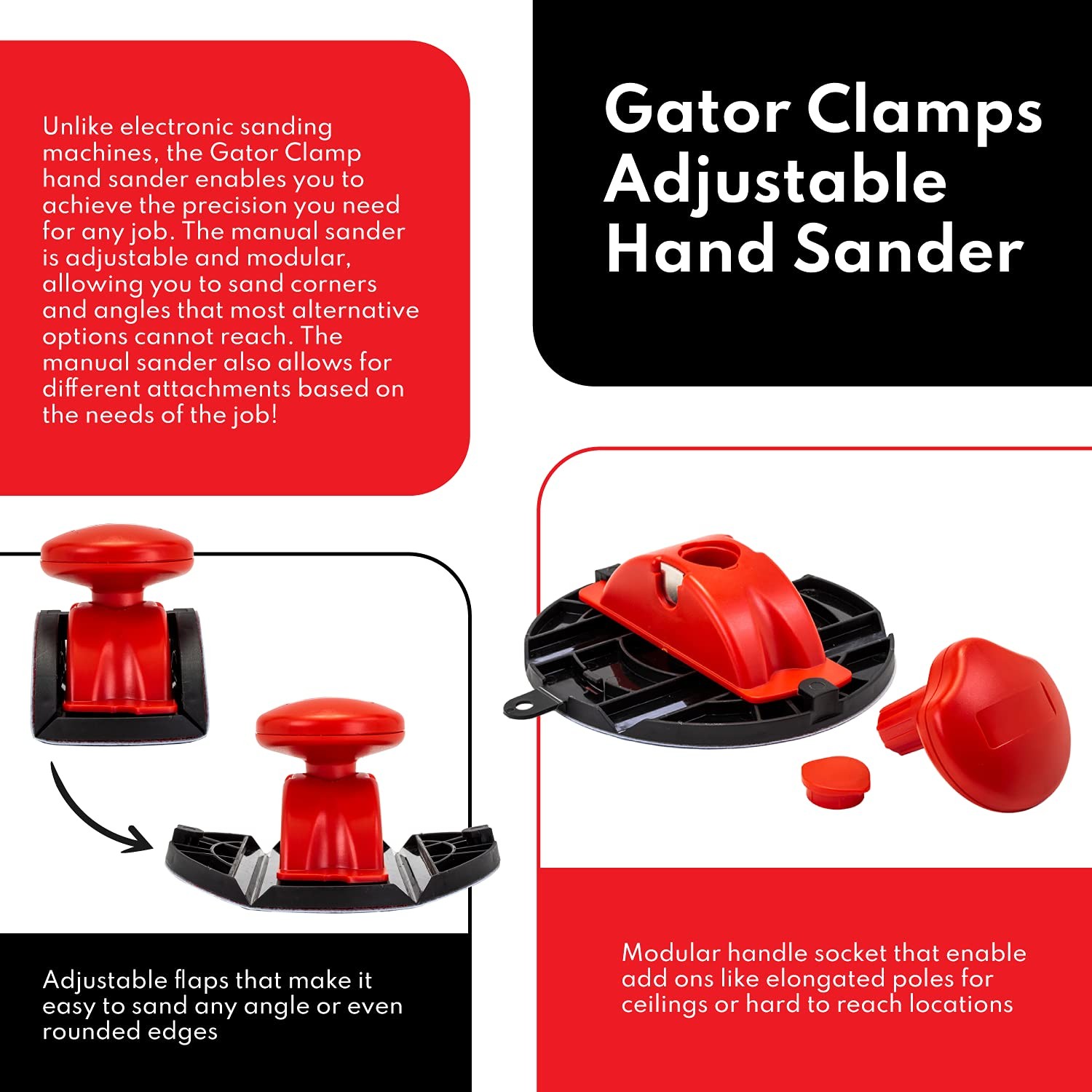 6″ Collapsible Hand Detail Sander Tool – Adjustable Manual Block Sander Sandi…