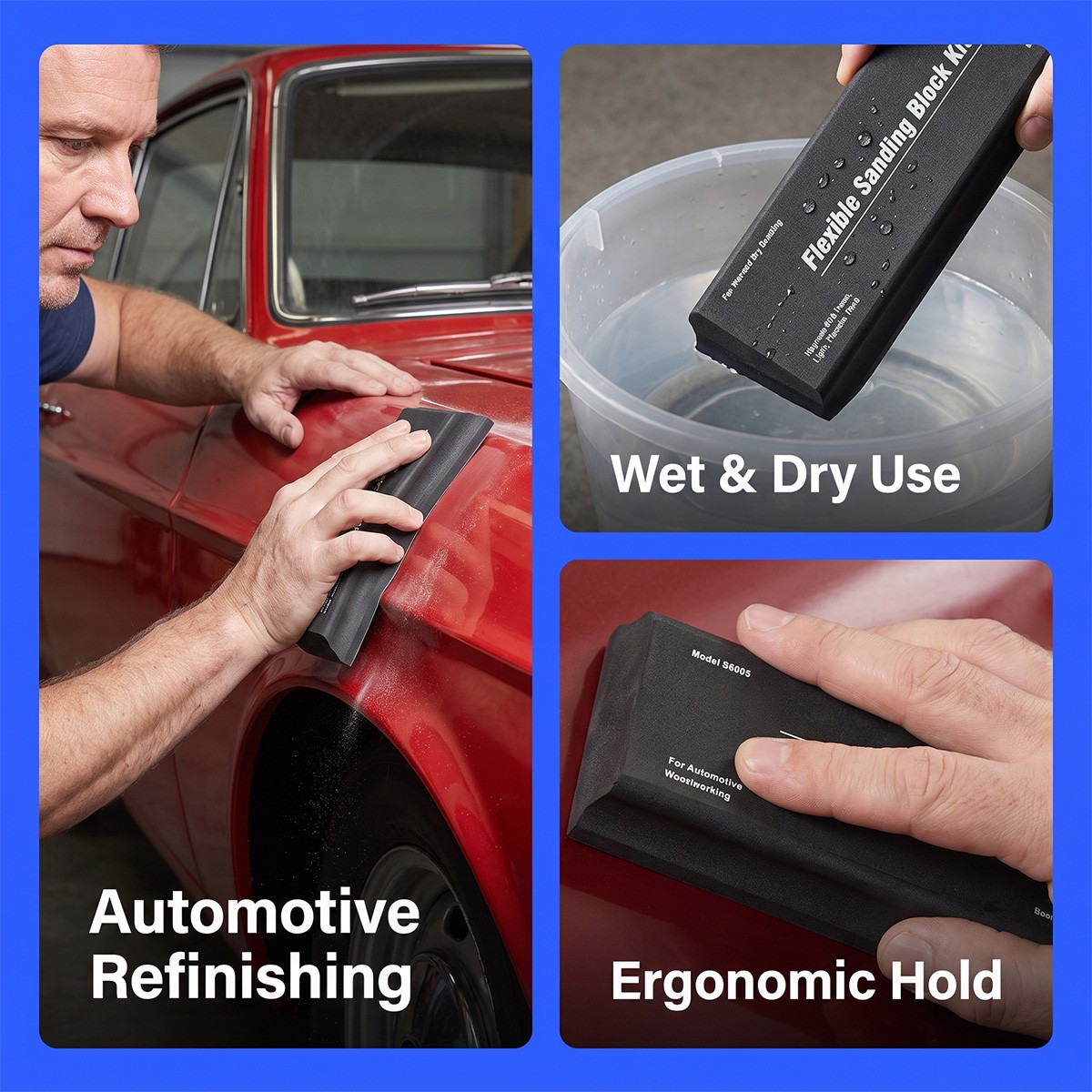 12Pcs Wet Dry EVA Foam Sanding Block Flexible Auto Body Grinding Polishing Kit