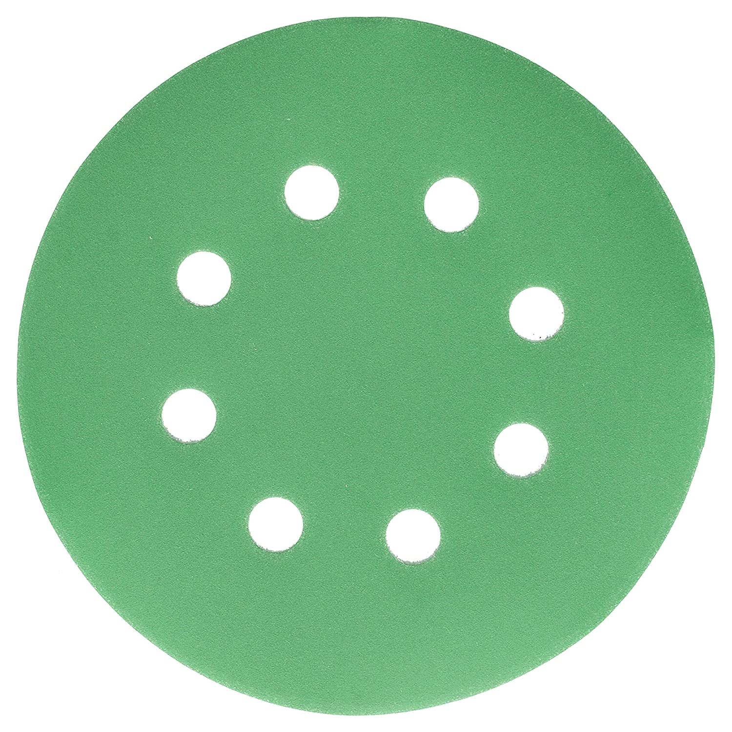 5″ Variety Grit Green Film Sanding Discs – 8-Hole Dustless Hook & Loop – 50 Pack