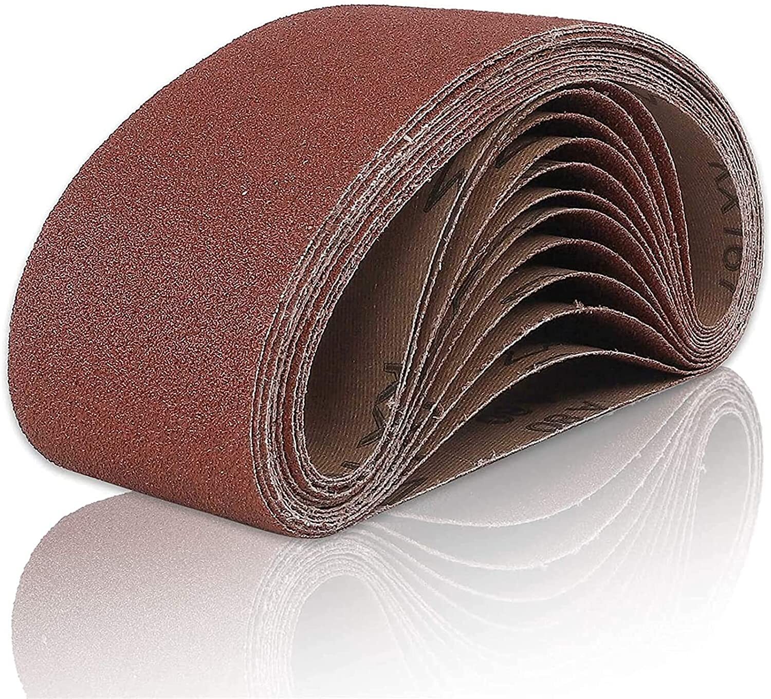 10 Pack 3×21 In Aluminum Oxide Sanding Belts 100 Grit 75x533mm For Belt Sander