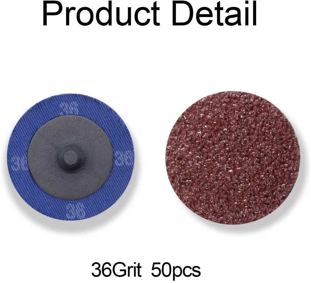 50PCS 2 inc 36 Grit Aluminum Oxide Quick Change Die Grinder R-Type Sanding Disc