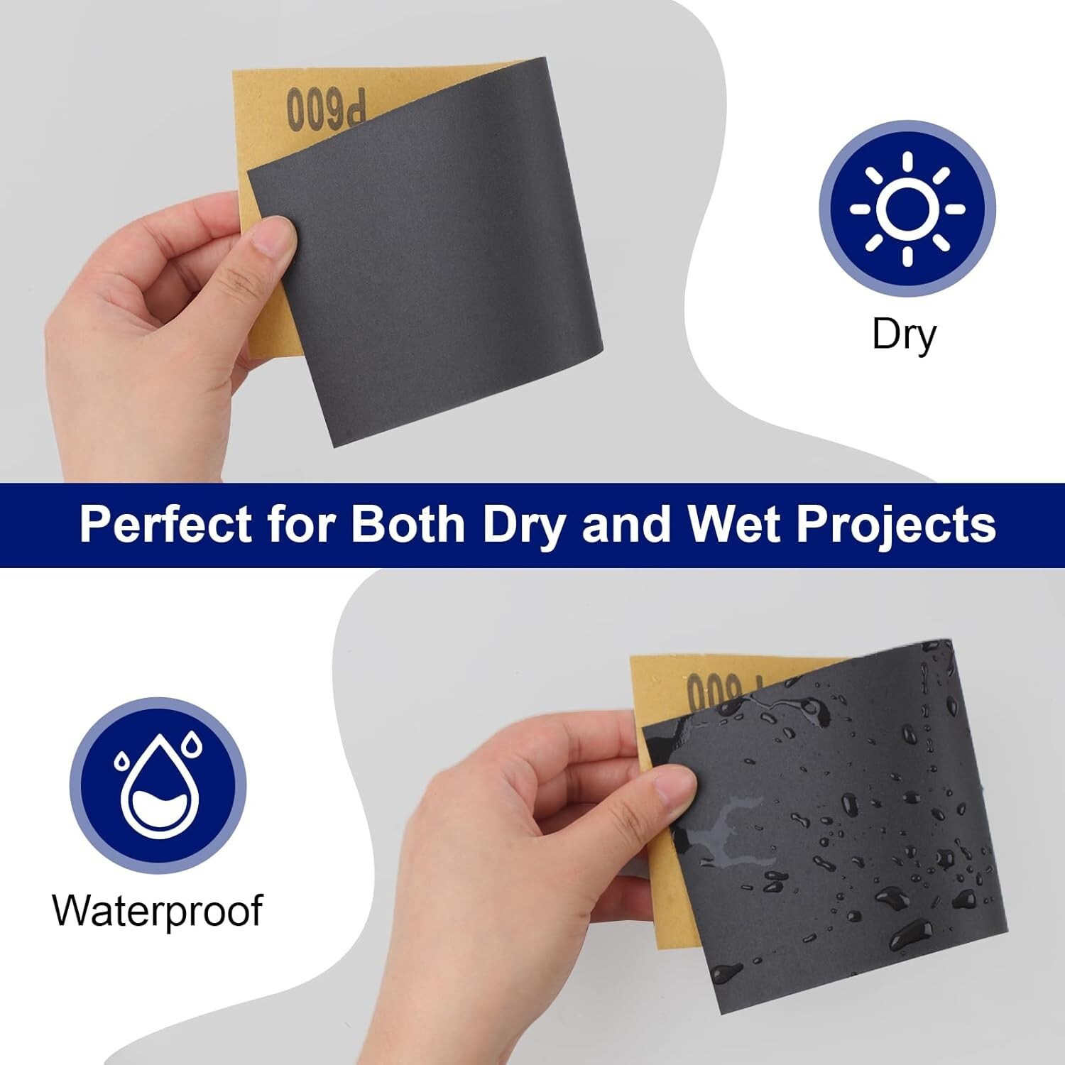 72pcs Wet Dry Sandpaper 400 600 800 1000 1500 2000 2500 3000 Grit Assorted Wood
