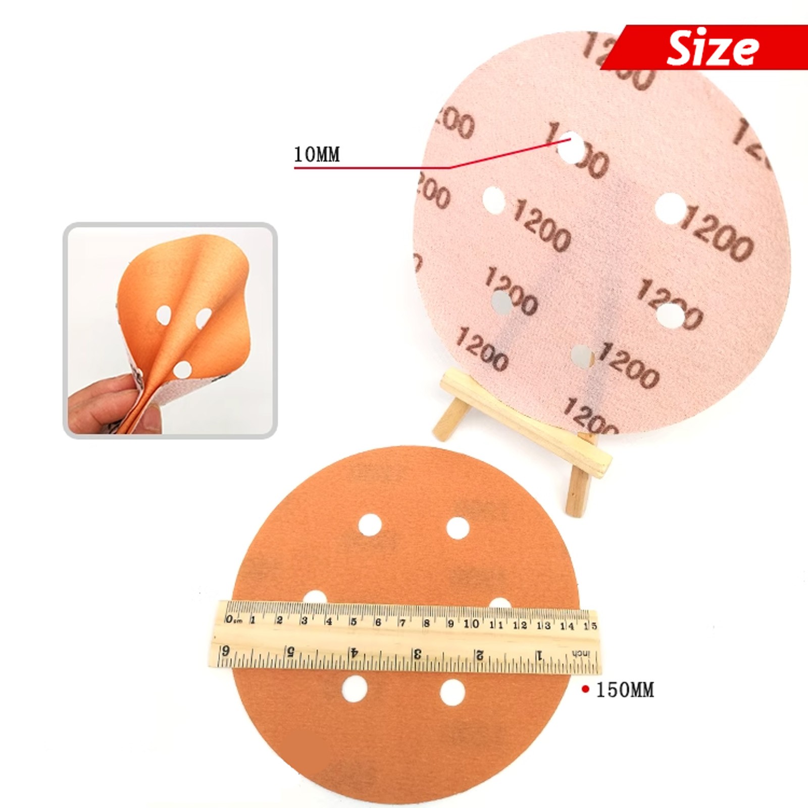 150mm Sanding Discs Wet And Dry 6 Inch Sandpaper Film Pads 600-4000 Grit 6 Hole
