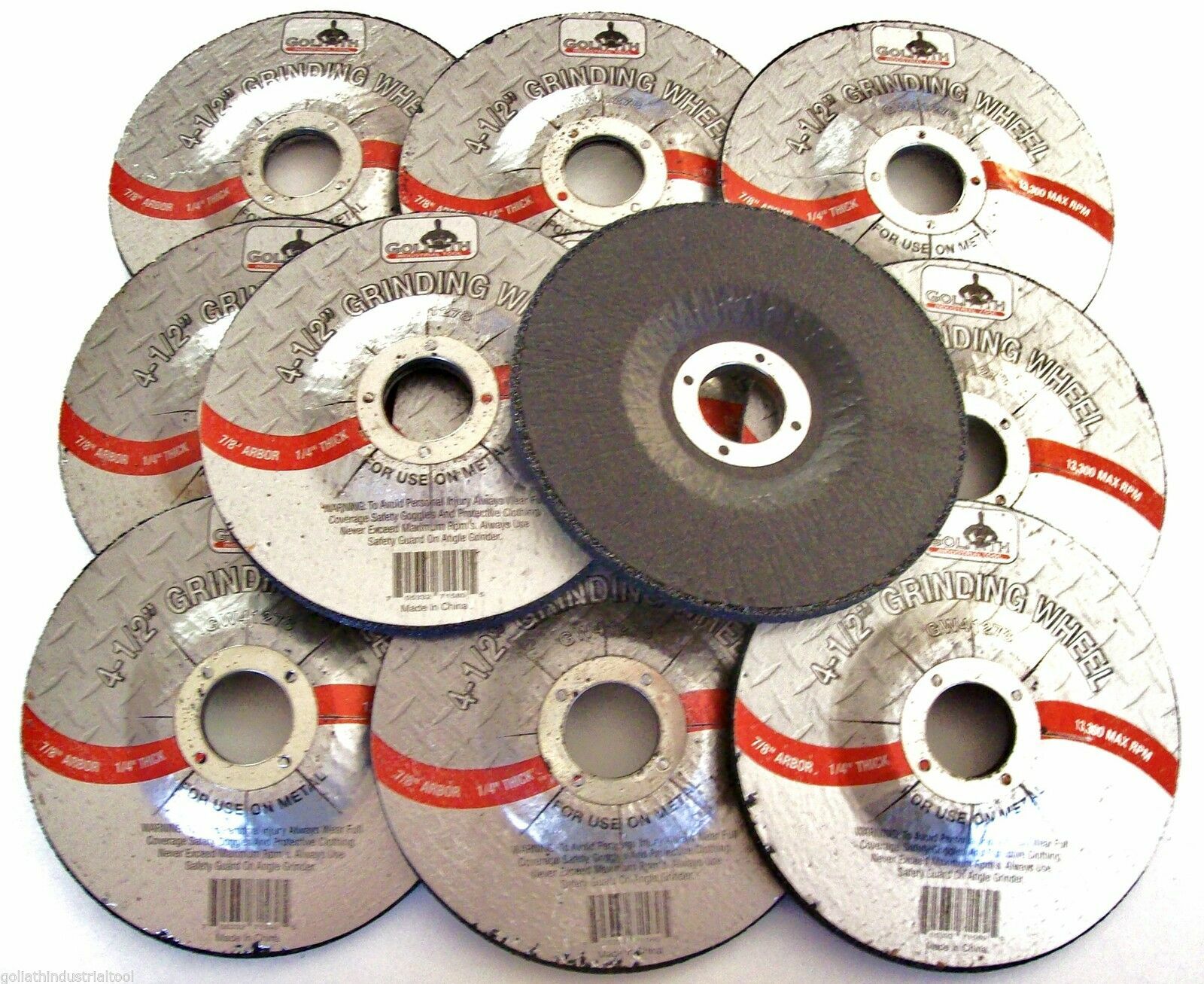 10 4-1/2″ GRINDING WHEELS FITS ALL BRANDS 4.5″ ANGLE GRINDER