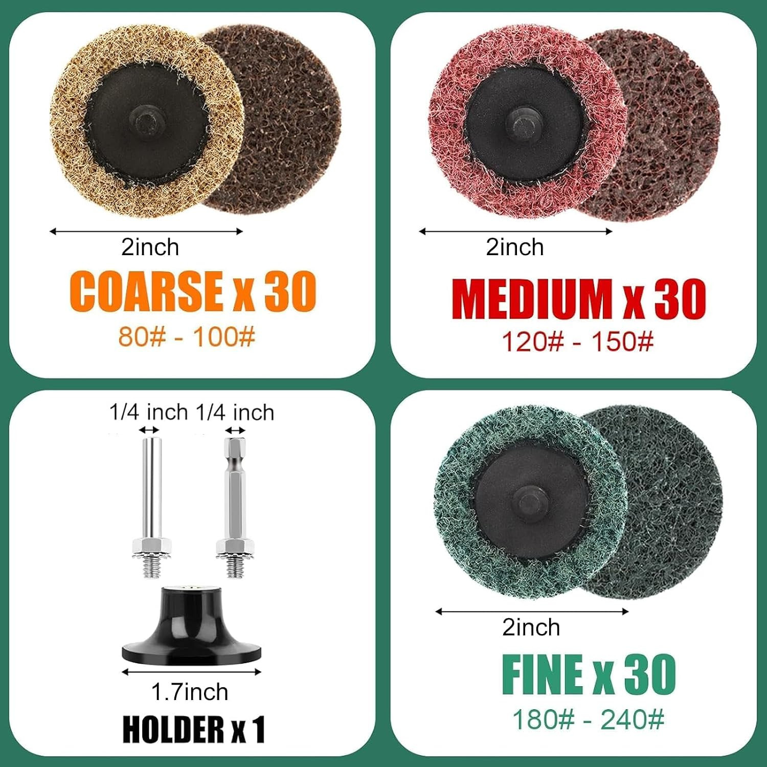 90Pcs Quick Change Sanding Discs for Die Grinder – Fine, Medium, Coarse
