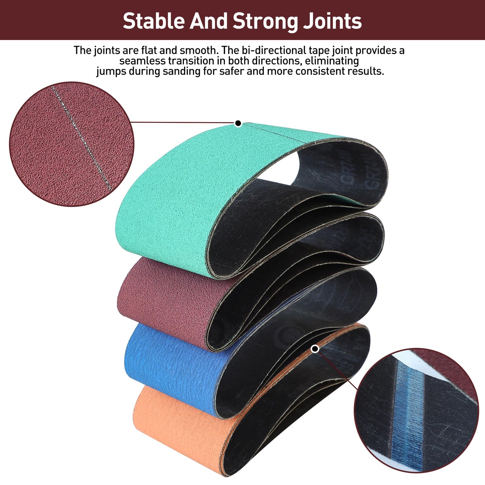 3″ x 21″ Sanding Belts for Belt Sander, Assorted Grits 12 Pcs 3 Each of 80 12…
