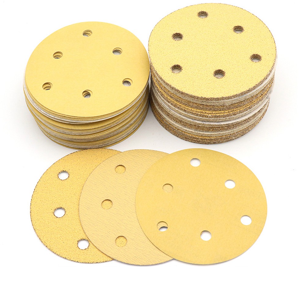 5 Inch 125mm Round Dry Sanding Discs 80-800 Grit Hook & Loop Sandpaper 6 Holes