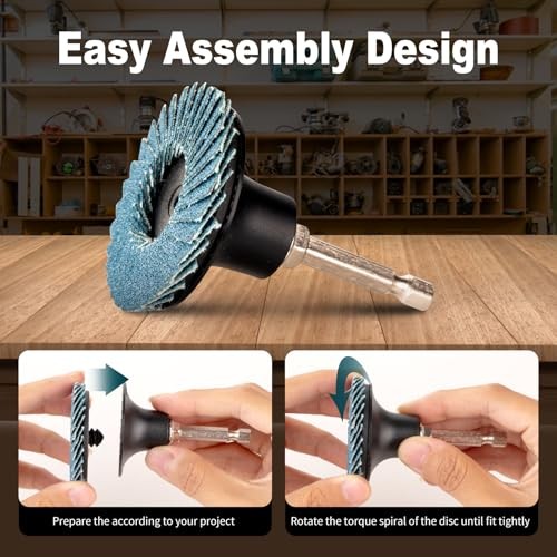 PCS 2 Inch Flap Discs for Die Grinder with 1/4″ Holder | 36/60/80/120 Grit 50