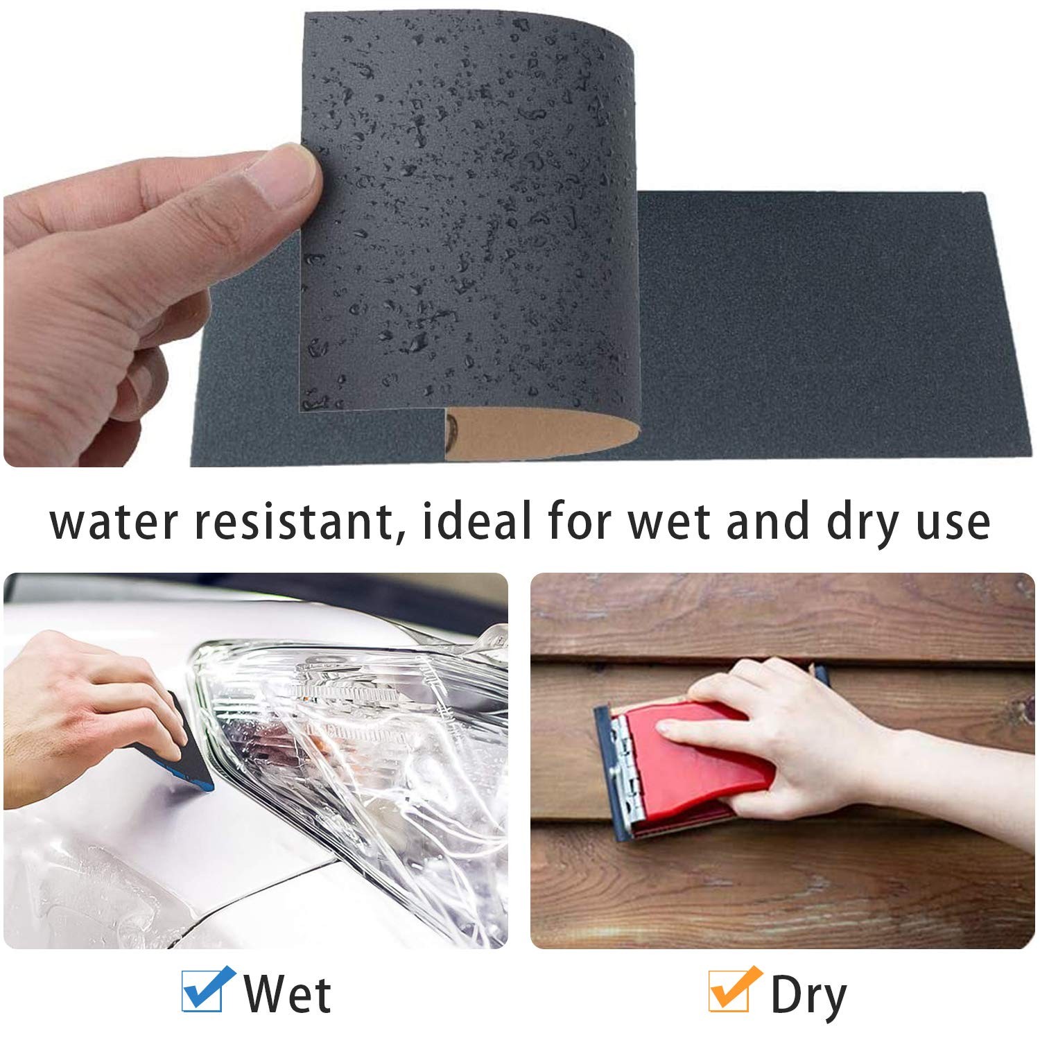 LCubro 25PCS Sandpaper, Wet 1000-7000 Grit, 25 Sheets, 9 x 3.6 inches, Gray