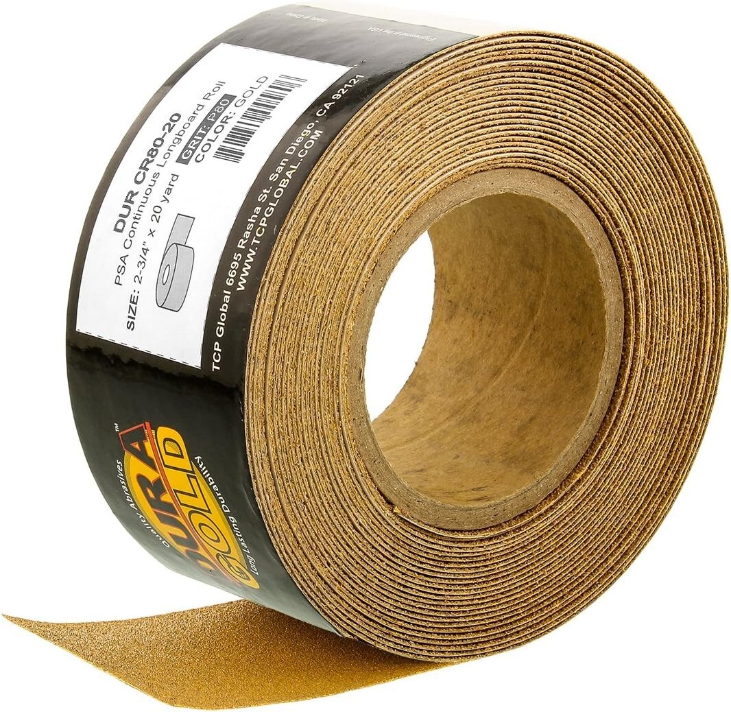 Versatile 80 Grit Longboard Sandpaper Roll – 20 Yards, Precision Smoothing Tool