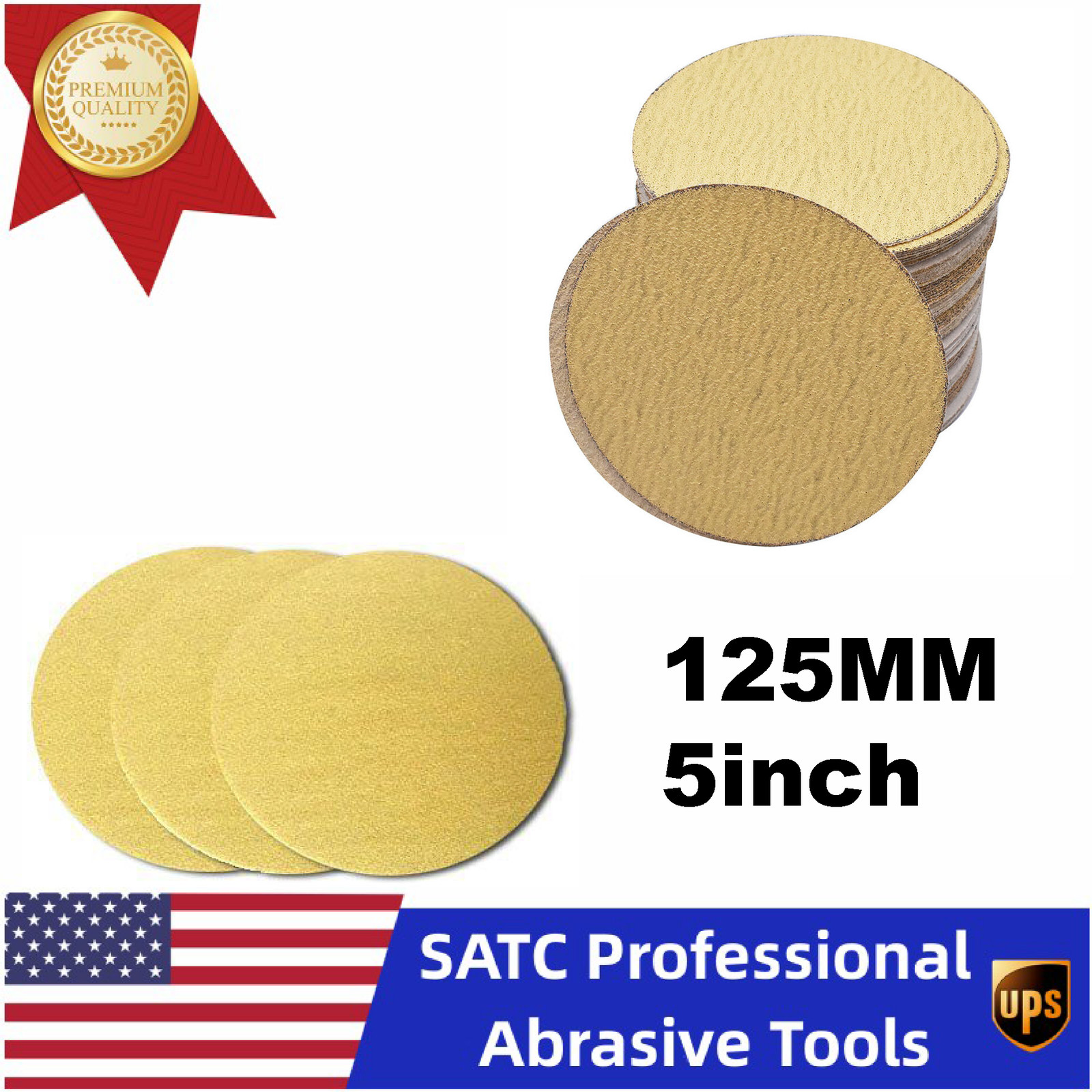 50PACK 125mm 5 Inch sandpaper No Hole Hook and Loop Grip Sanding Discs P800