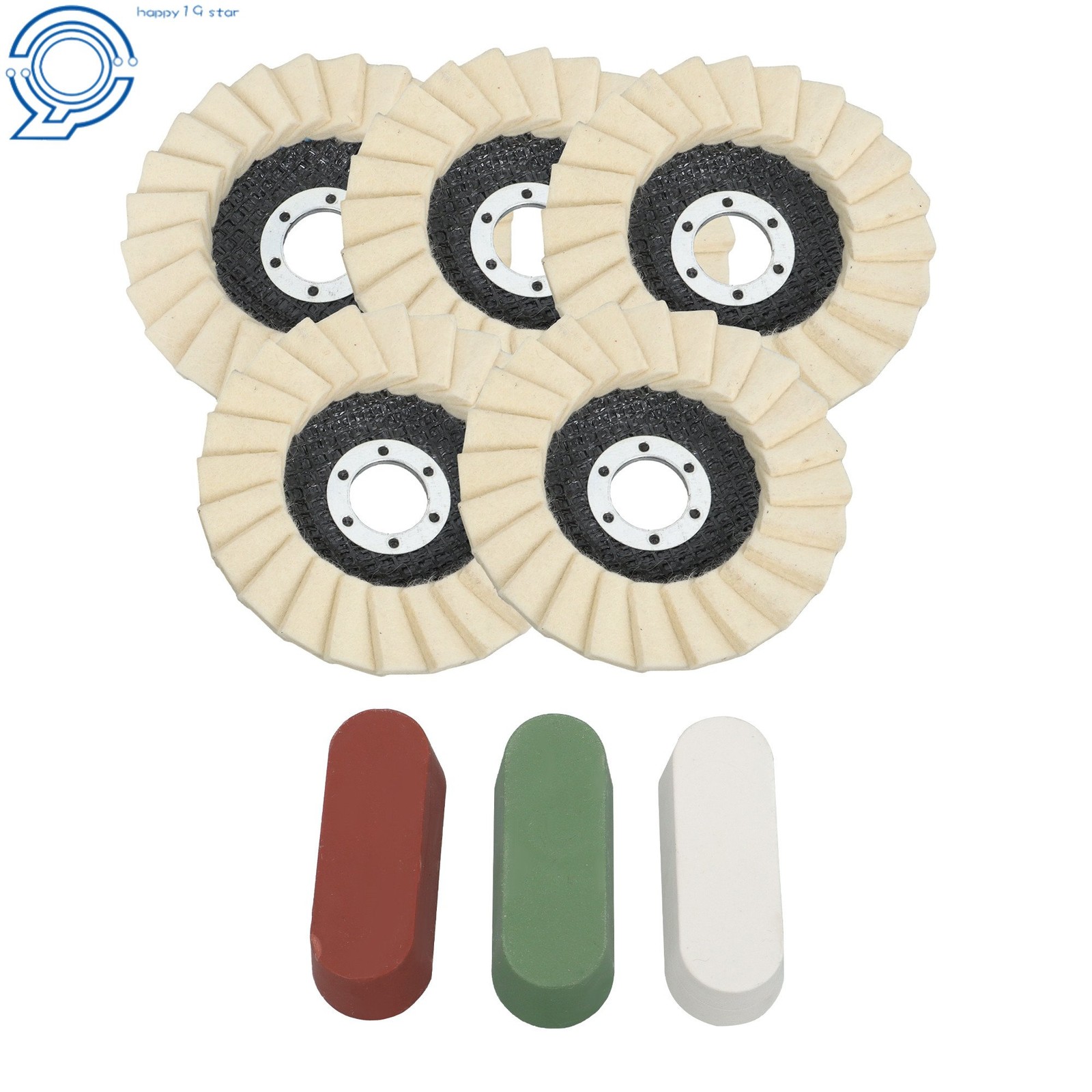 8 Pack Felt Flap Disc Abrasives Buffing Polishing Wheels and Polishing Compounds