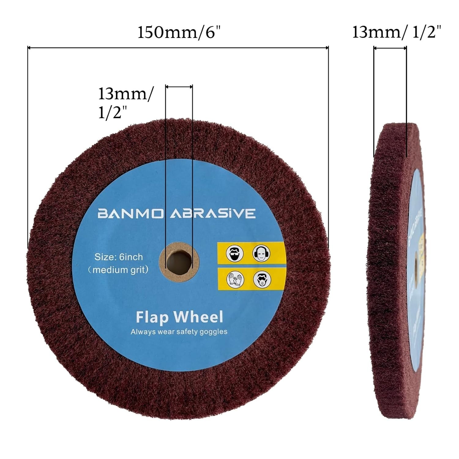 3 PCS 6″ Bench Grinder Polishing Wheels 320/600/800 Grit,0.5″Thickness 0.5″Arbor