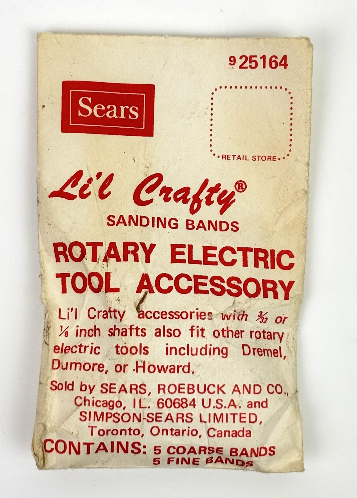 Vtg Sears Li’l Crafty Rotary Tool Accessories Lot Abrasive Wheel & Sanding Bands