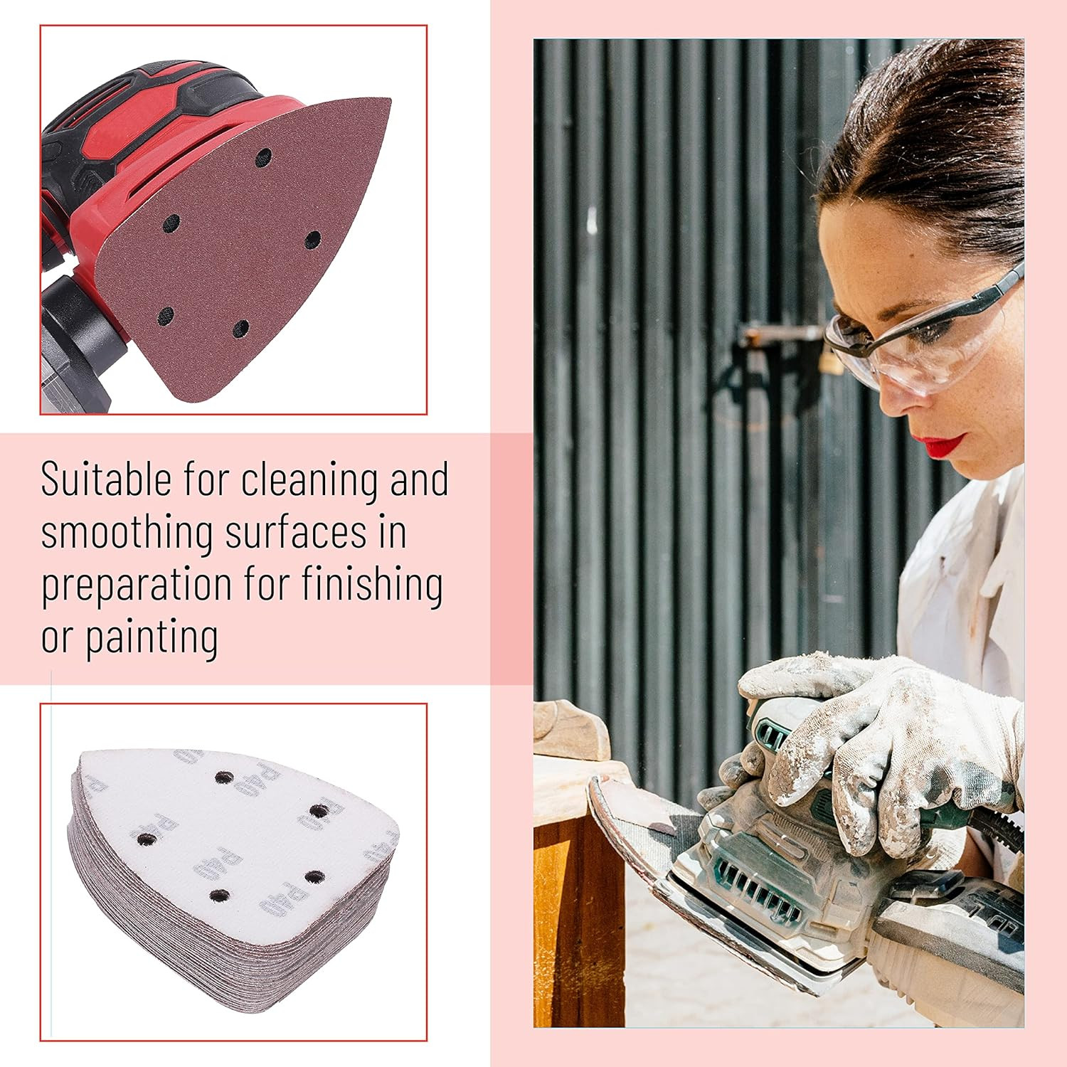 30Pcs Mouse Detail Sander Sandpaper Premium Triangle Sanding Pads 5 Grits 40-240