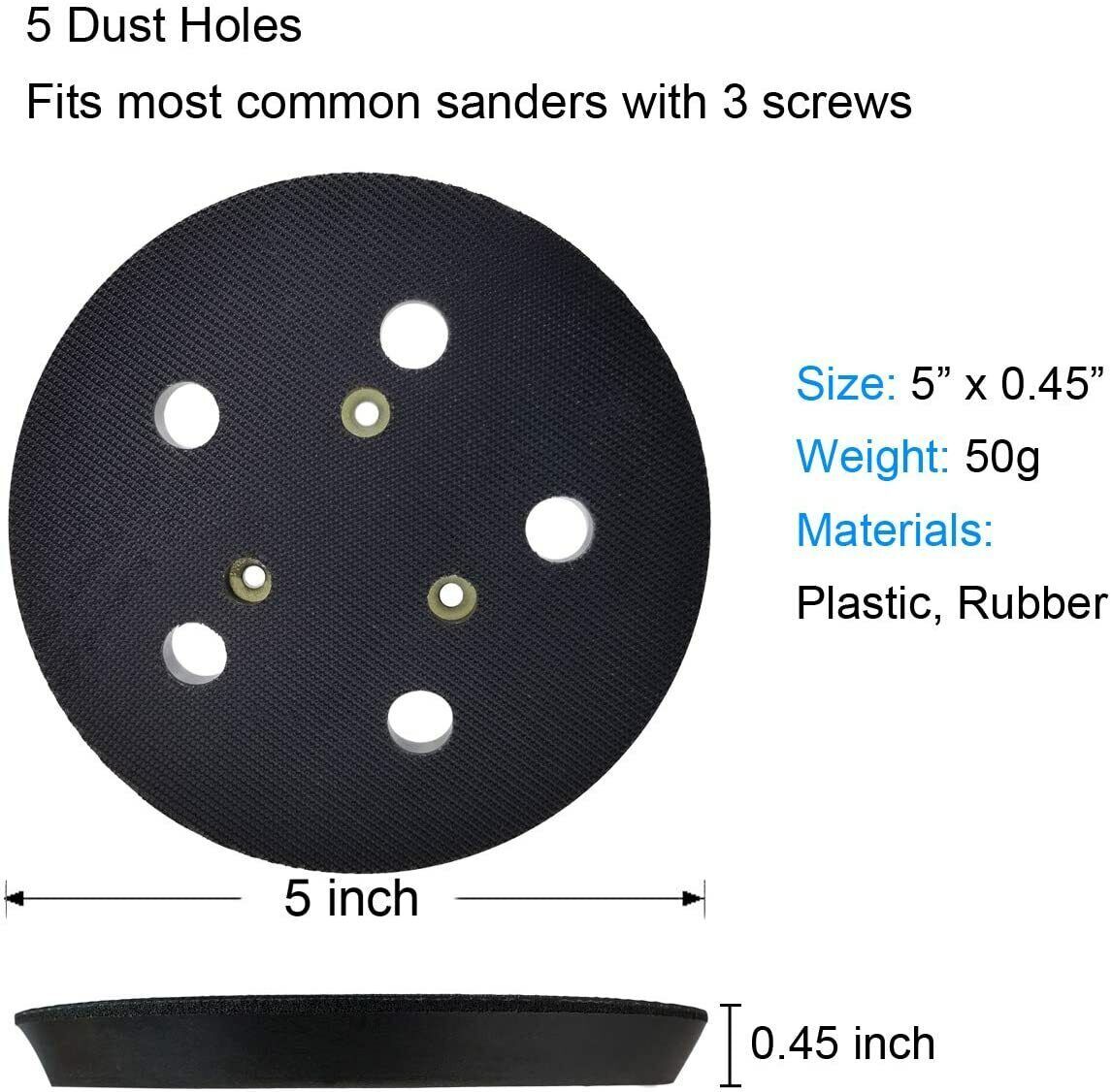 5″ Orbital Sander Replacement Pad Hook & Loop 5-Hole for PORTER-CABLE 333, 333VS