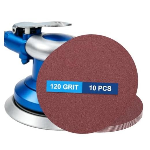 Pack 6 Inch PSA Sanding Discs 120 Grit Aluminum Oxide Self Adhesive 120 grit 10