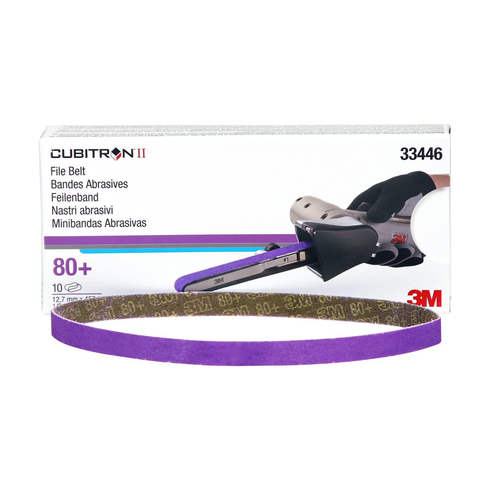 3M Cubitron II File Belt, 33446, 80+ Grit, 1/2 in x 18 in, File Belts, Resin