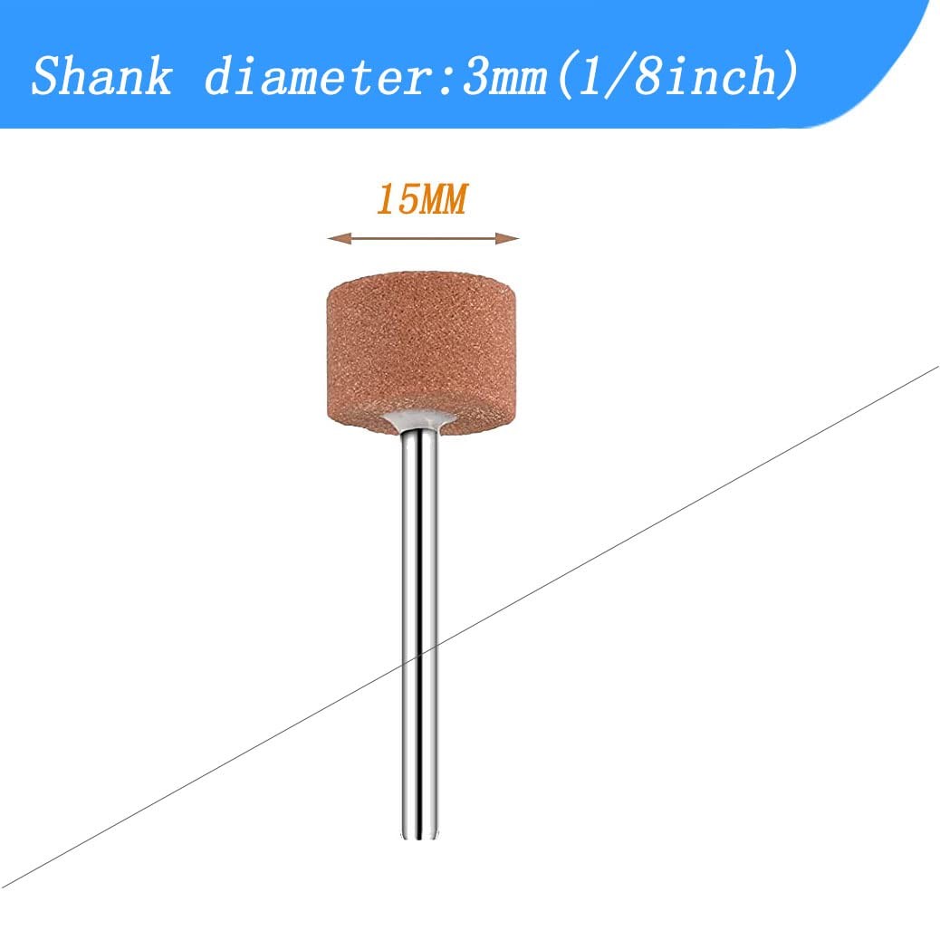 18pcs Rotary Grinding Stones, 1/8” Shank 15MM Cylinder Shape 15mm, Red
