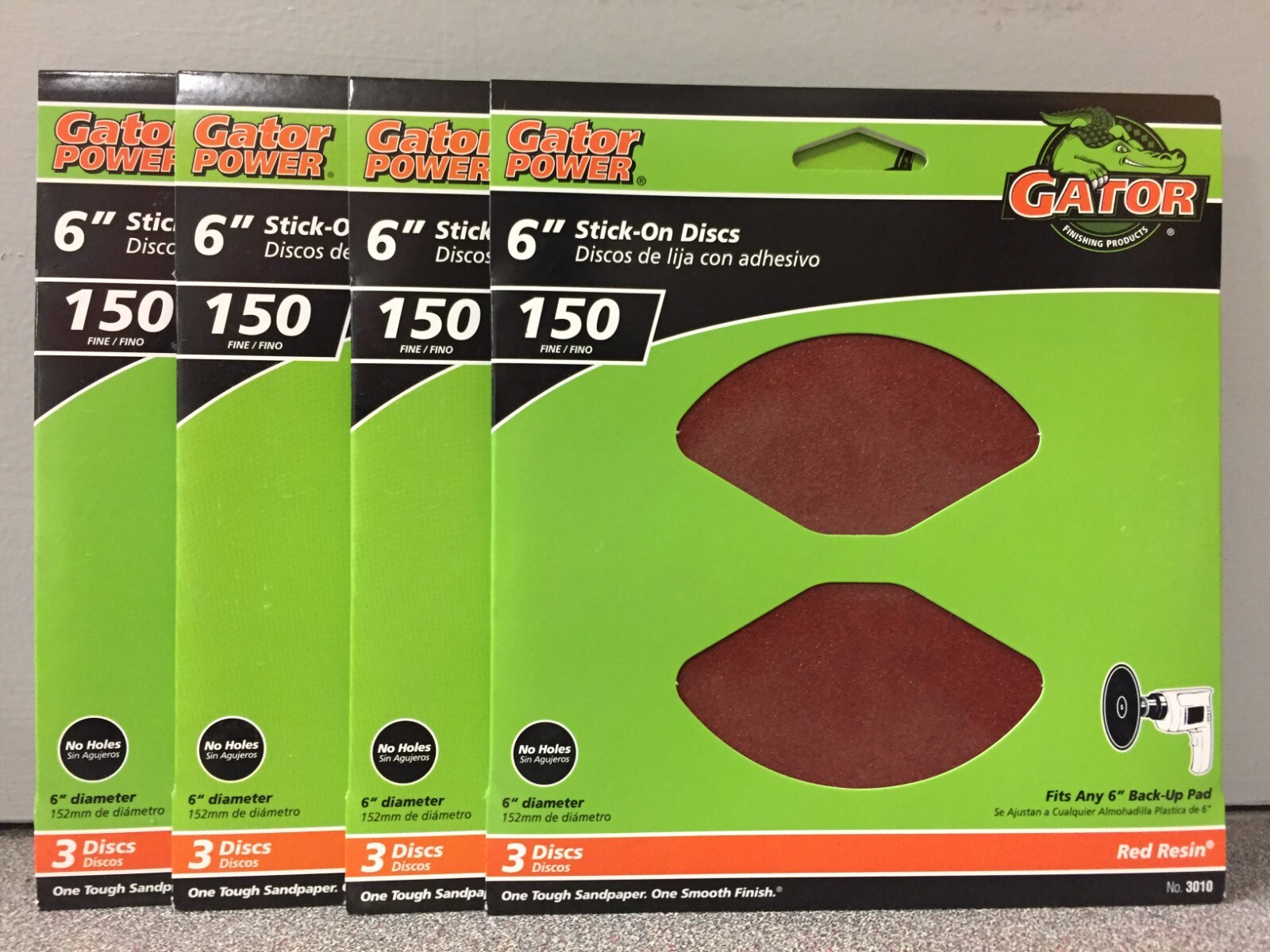 Gator 3010 6 in. Aluminum Oxide Adhesive Sanding Disc 150 Grit Fine (4) 3 pks