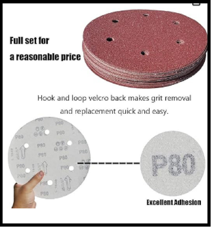 50 Pcs 9-Inch 6-Hole Hook-And-Loop Sanding Discs Sander Paper for Drywall Sander
