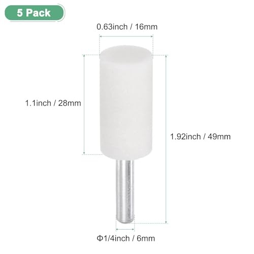 -Pack Abrasive Mounted Stone Grinding Bits, 1/4 in(6mm) Shank Aluminum 16mm 5