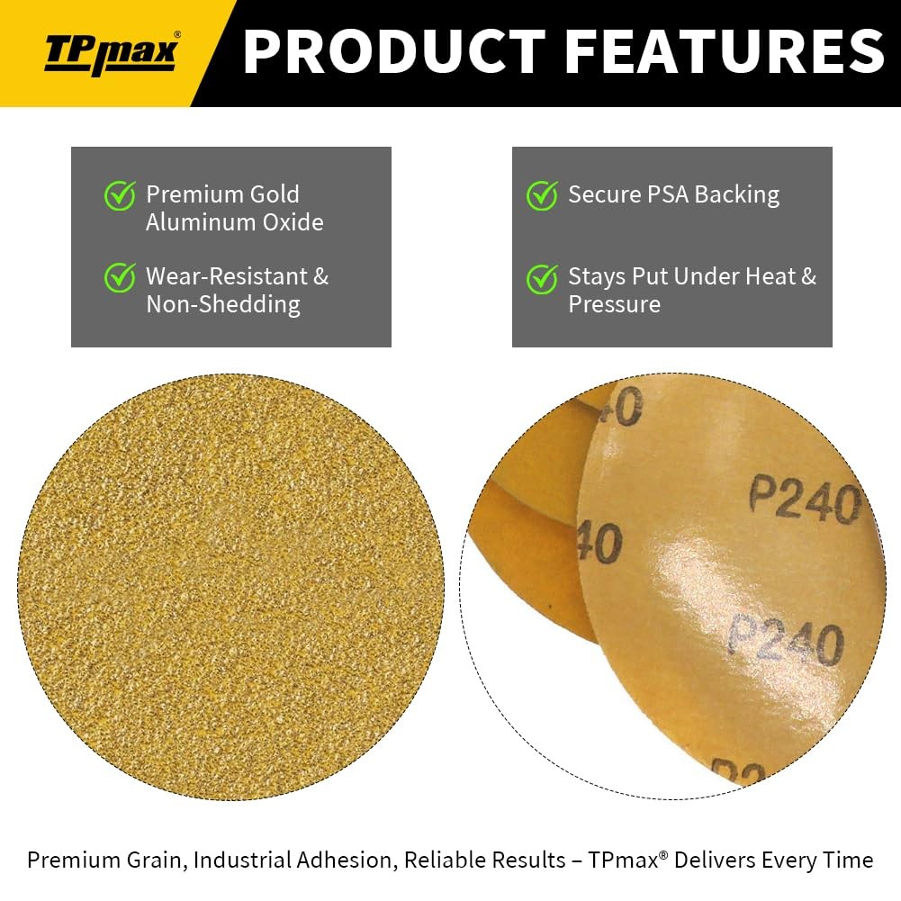 100 PCS 6 Inch PSA Sanding Disc 60 Grit SelfAdhesive Sandpaper Wood Metal